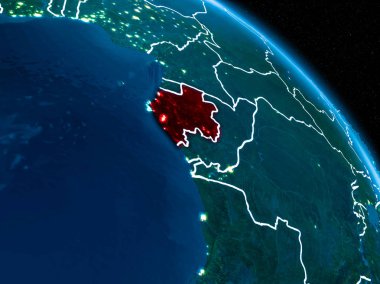 Geceleri Gabon uydu görünümü