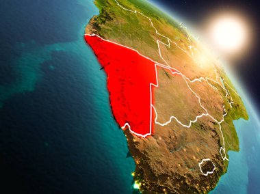 Namibya gündoğumu sırasında uzaydan