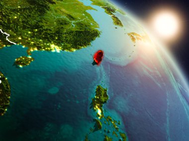 Tayvan gündoğumu sırasında uzaydan