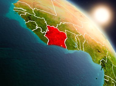 Fildişi Sahili gündoğumu sırasında uzaydan