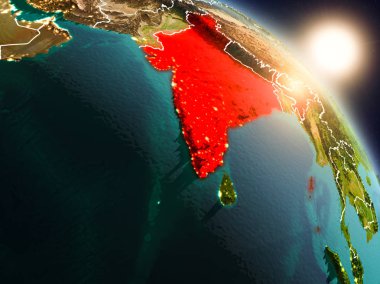 Gündoğumu sırasında uzaydan Hindistan