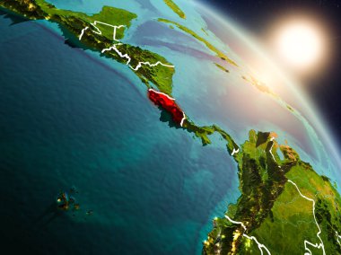 Kosta Rika gündoğumu sırasında uzaydan