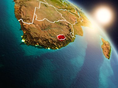 Lesotho gündoğumu sırasında uzaydan