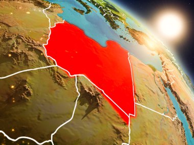 Libya gündoğumu sırasında uzaydan