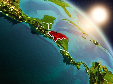 Honduras gündoğumu sırasında uzaydan