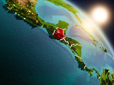 Guatemala gündoğumu sırasında uzaydan