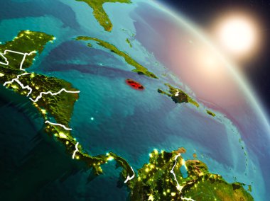 Jamaika gündoğumu sırasında uzaydan