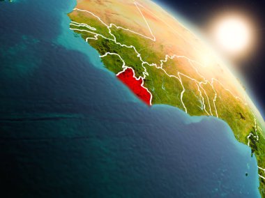 Liberya gündoğumu sırasında uzaydan