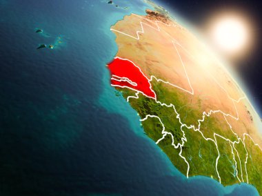 Senegal gündoğumu sırasında uzaydan