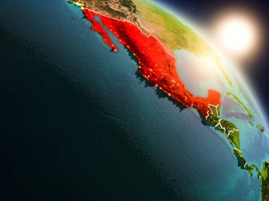 Meksika gündoğumu sırasında uzaydan