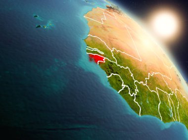 Gine-Bissau gündoğumu sırasında uzaydan