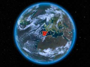 Dünya üzerinde gece İspanya