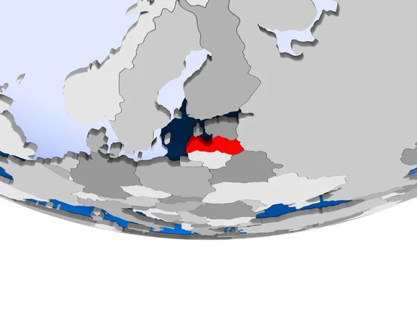 Lettland på jordglob — Stockfoto