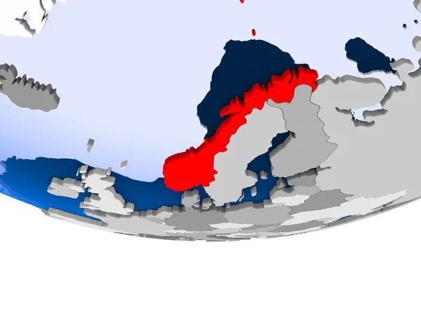 Norge på jordglob — Stockfoto