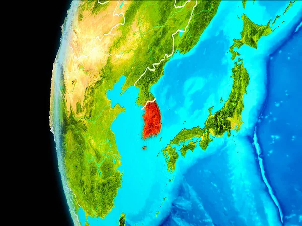 Map of South Korea in red — Stock Photo, Image