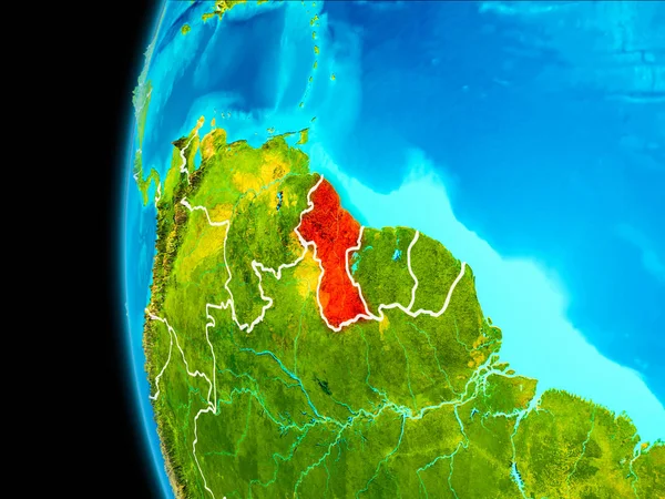 红色的圭亚那地图 — 图库照片