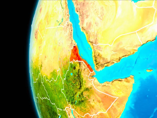 Карта Еритрея в червоний — стокове фото