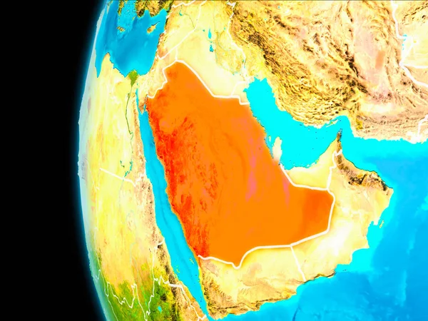 Map of Saudi Arabia in red