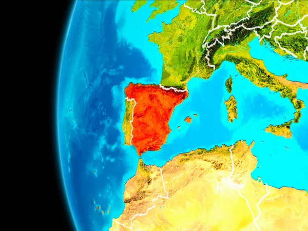 Karte von Spanien in rot — Stockfoto