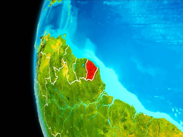 Kaart van Frans-Guyana in het rood — Stockfoto