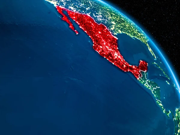 Satellite view of Mexico at night