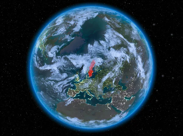 地球上の夜のスウェーデン — ストック写真