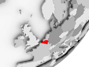 Belçika gri haritada kırmızı '