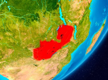 Zambiya yörünge görünümünde kırmızı