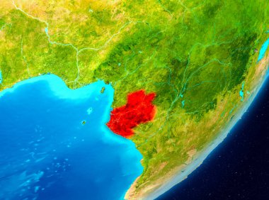 Gabon yörünge görünümünde kırmızı