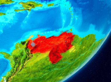 Venezuela yörünge görünümünde kırmızı