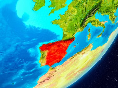 İspanya'nın yörünge görünümünde kırmızı