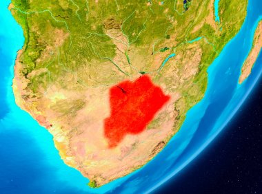 Botsvana yörünge görünümünde kırmızı