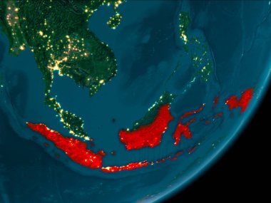 Endonezya gece uzaydan