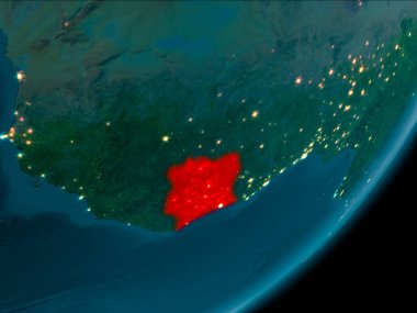 Fildişi Sahili geceleri uzaydan