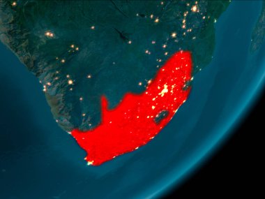 Güney Afrika gece uzaydan
