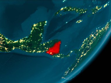 Nikaragua gece uzaydan