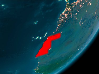 Batı Sahra gece uzaydan