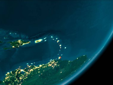 Caribbean gece uzaydan