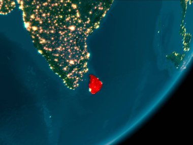 Sri Lanka gece uzaydan
