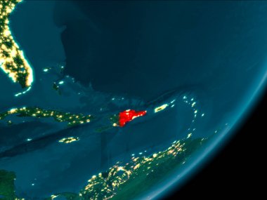 Dominik Cumhuriyeti gece uzaydan