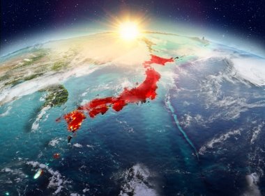 Uzaydan gündoğumu içinde Japonya