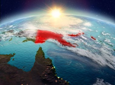 Papua Yeni Gine Sunrise uzaydan