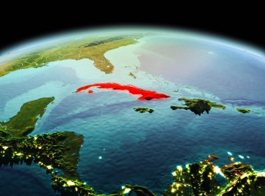 Planet Earth uzayda Küba