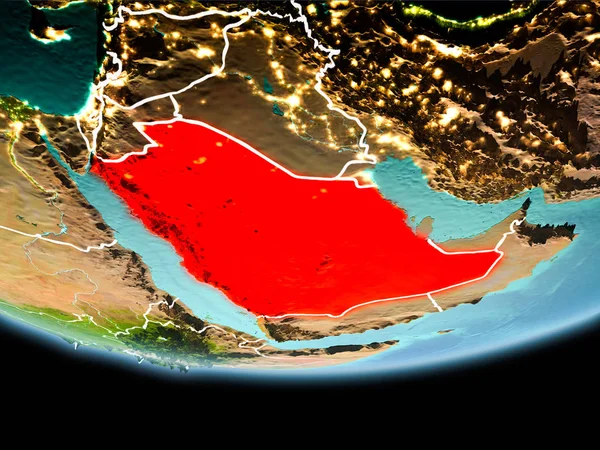 Arábia Saudita em vermelho à noite — Fotografia de Stock