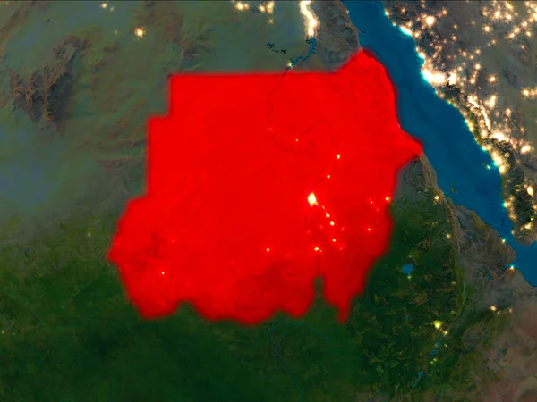 Sudão em vermelho à noite — Fotografia de Stock