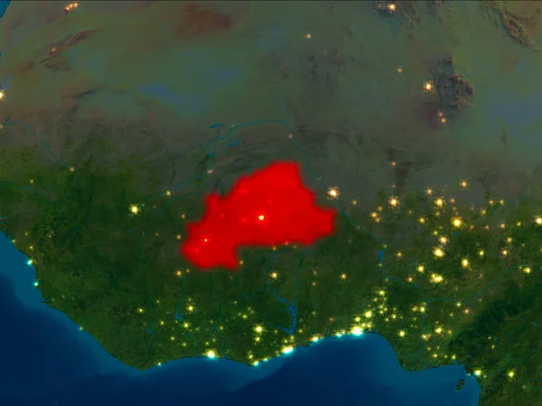 Burkina Faso en rojo por la noche —  Fotos de Stock