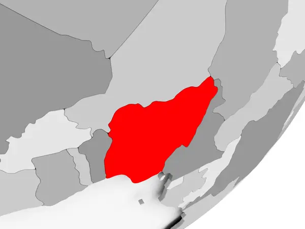 Νιγηρία στο κόκκινο γκρι χάρτη — Φωτογραφία Αρχείου