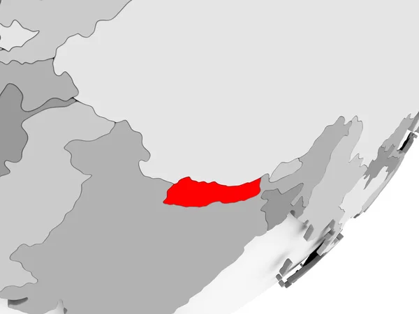 グレーの地図上の赤でネパール — ストック写真