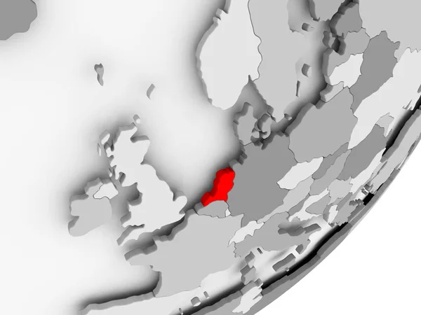 Netherlands in red on grey map — Stock Photo, Image