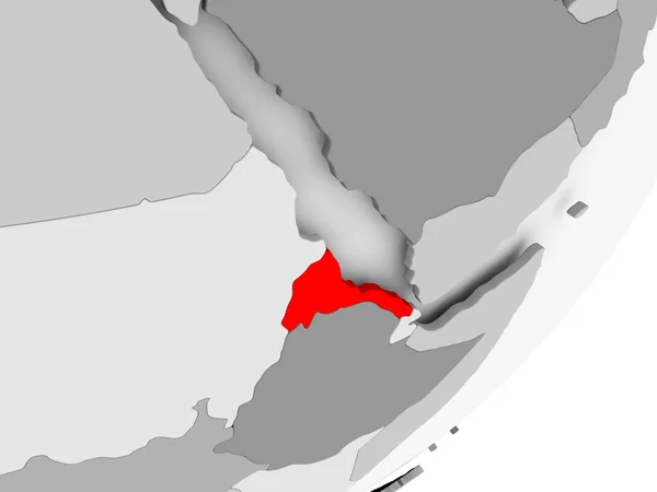 Eritrea in rosso sulla mappa grigia — Foto Stock